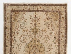 6x9.5 Ft Handmade Turkish Vintage Rug with Neutral Color, Woolen Carpet in Beige