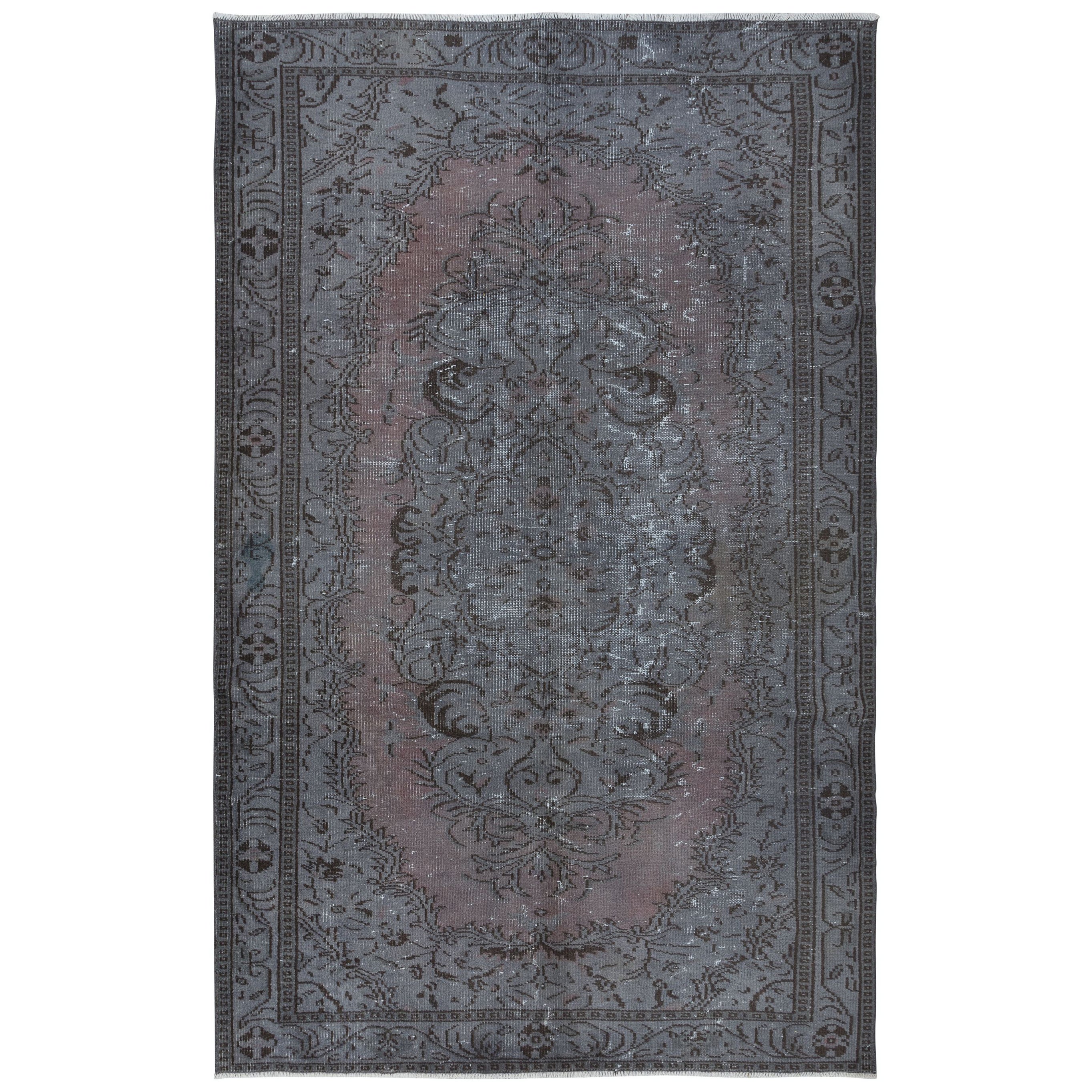 6x9,5 Ft Moderner Teppich, grauer und weicher roter Teppich, handgefertigter Wohnzimmerteppich