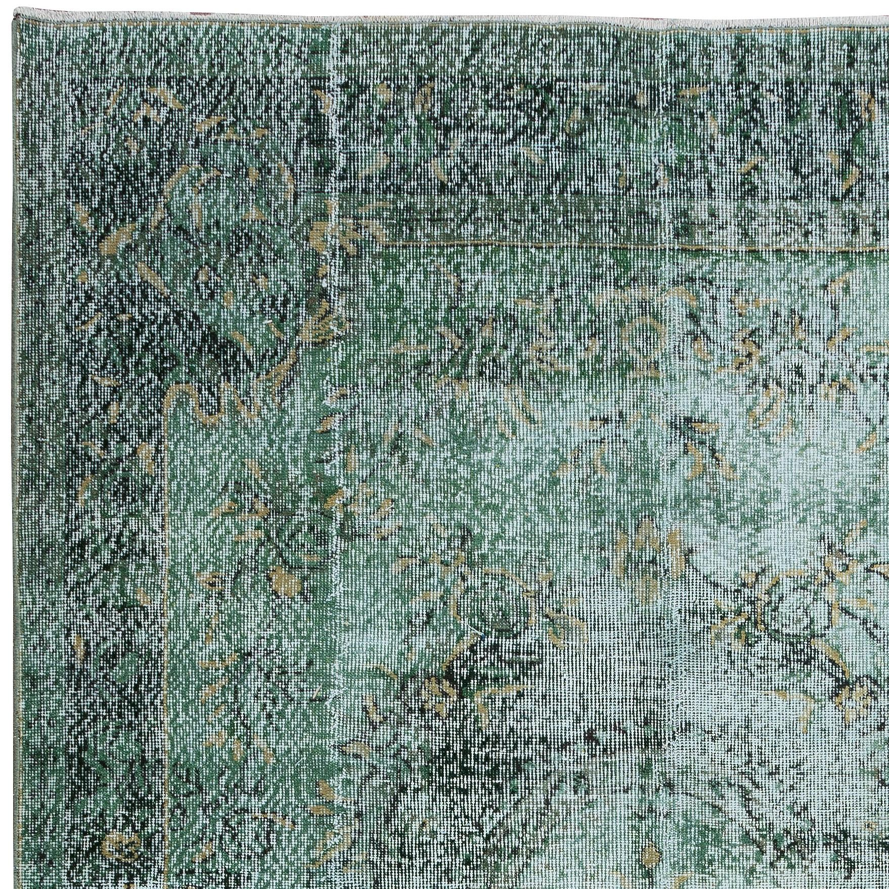 20th Century 6x9.5 Ft Modern Handmade Green Floor Rug, Hand Knotted Turkish Wool Carpet For Sale