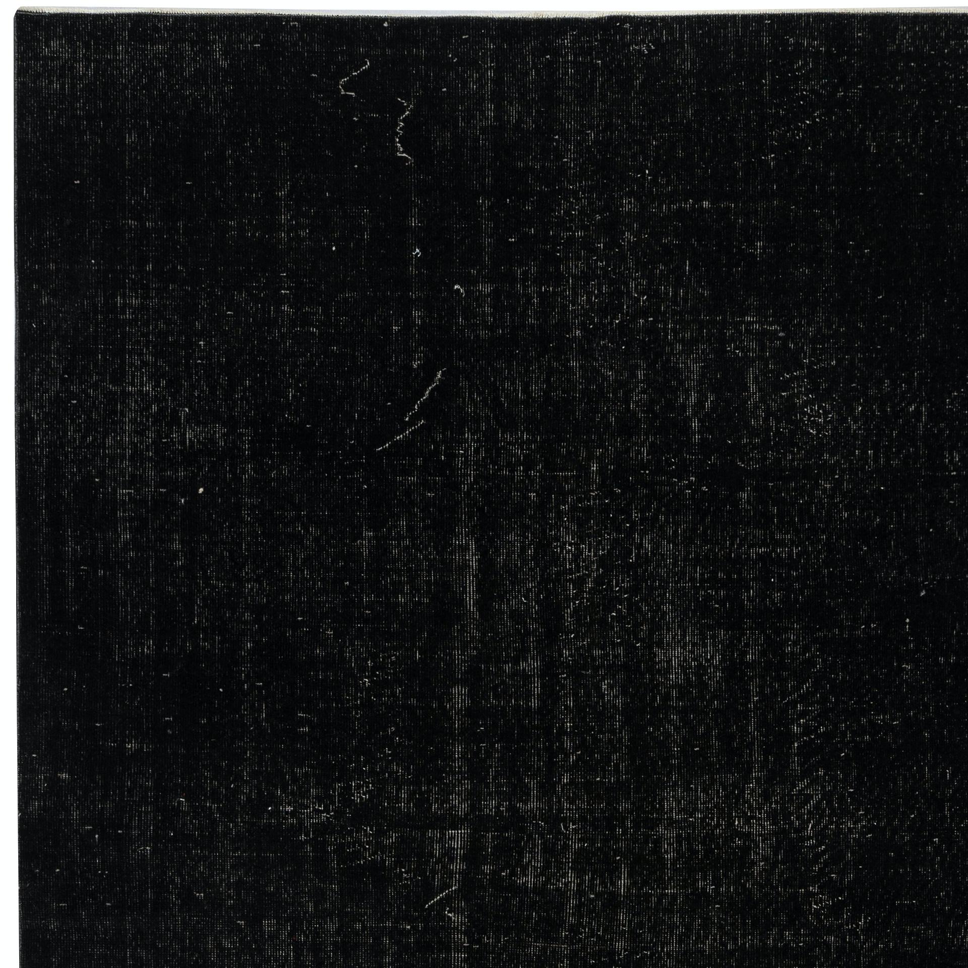 6x9.5 Ft Plain Black Overdyed Area Rug, handgeknüpft und handgewebt in der Türkei (Handgeknüpft) im Angebot