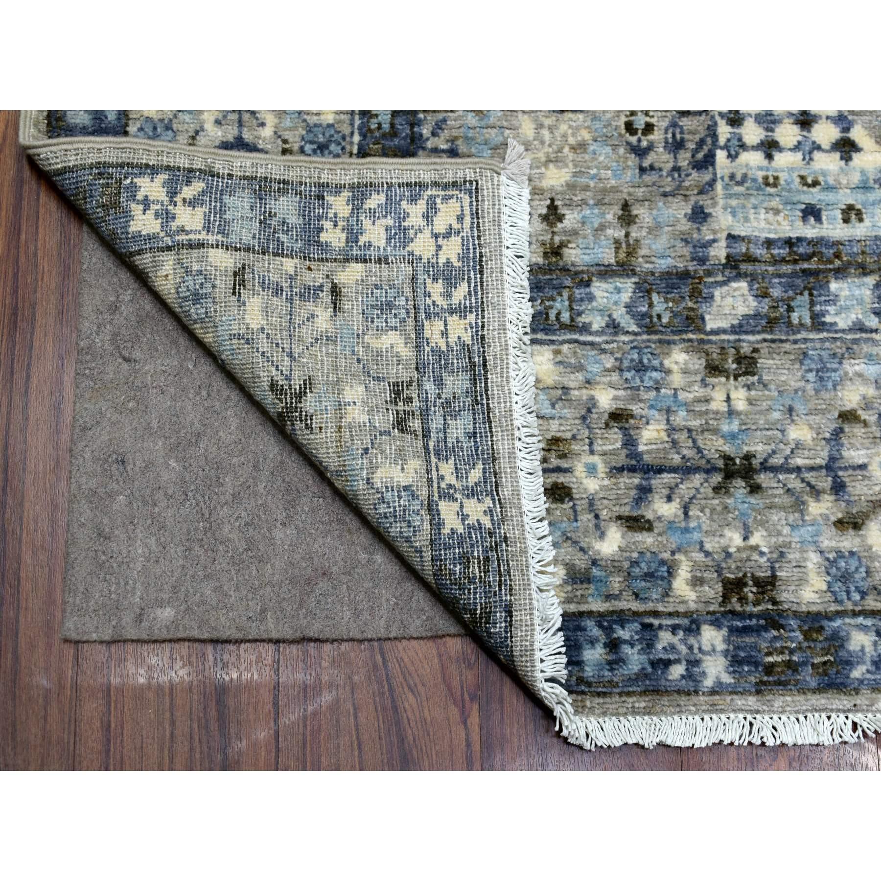 Oushak Tappeto orientale afghano grigio Peshawar in morbida lana annodata a mano 6'x9'5