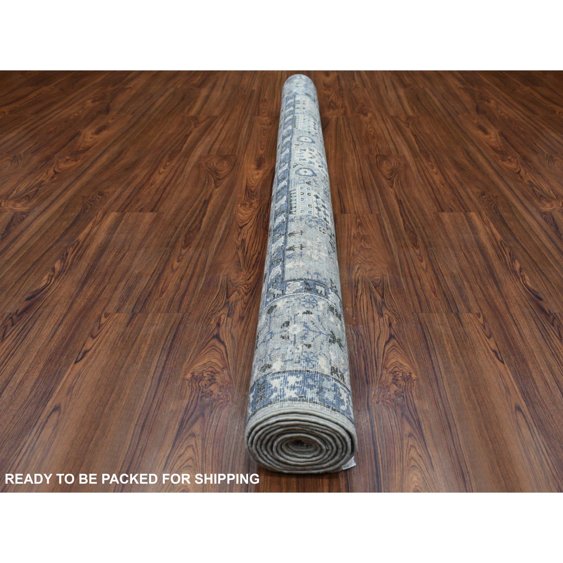 Annodato a mano Tappeto orientale afghano grigio Peshawar in morbida lana annodata a mano 6'x9'5
