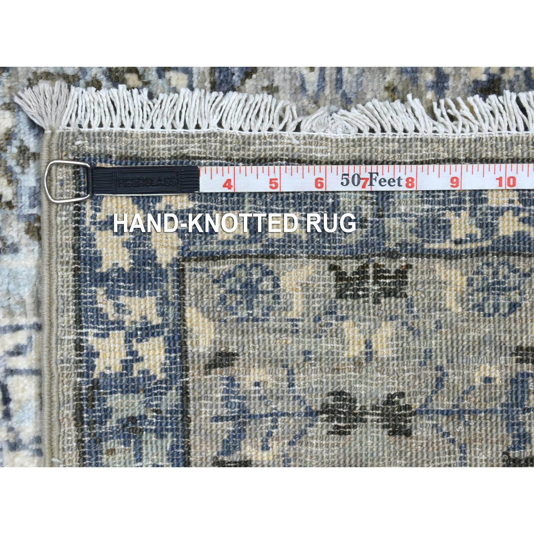 XXI secolo e contemporaneo Tappeto orientale afghano grigio Peshawar in morbida lana annodata a mano 6'x9'5