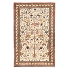 6
x9
5" Marfil Vintage Persa Ghom All Over Design Alfombra de pura lana anudada a mano