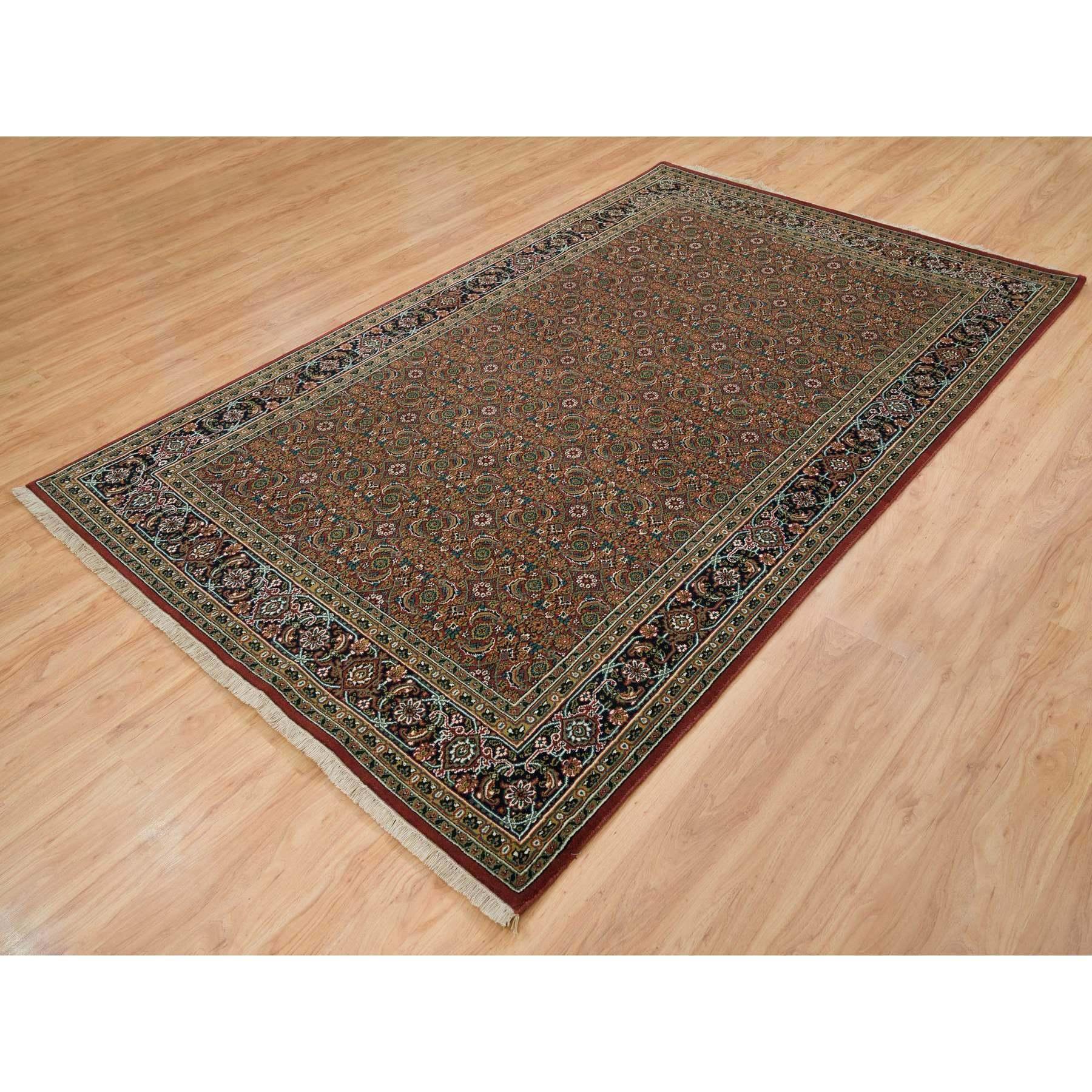 Medievale Tappeto orientale rosso Herati Design annodato a mano 250 KPSI Lana/Seta in vendita