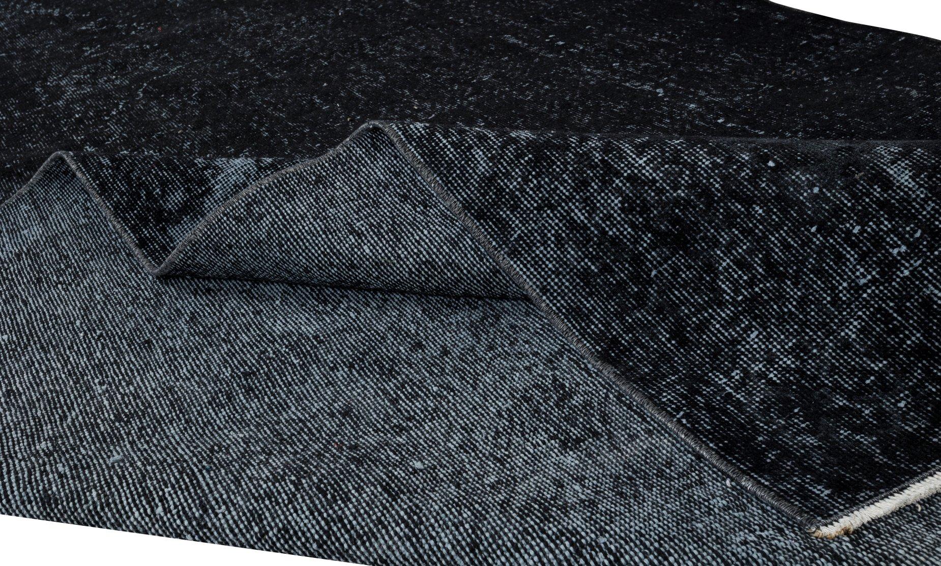 Alfombra Teñida de Negro 6x9,6 Pies para Interiores Modernos, Alfombra Turca Vintage Hecha a Mano Turco en venta