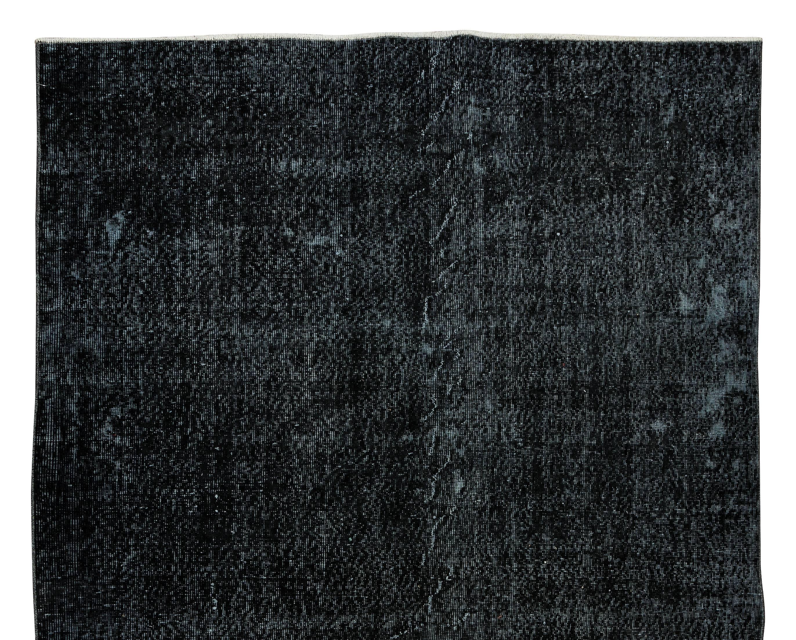 6x9.6 m schwarzer Re-Dyed-Teppich für moderne Inneneinrichtung, handgefertigter türkischer Vintage-Teppich (Moderne) im Angebot