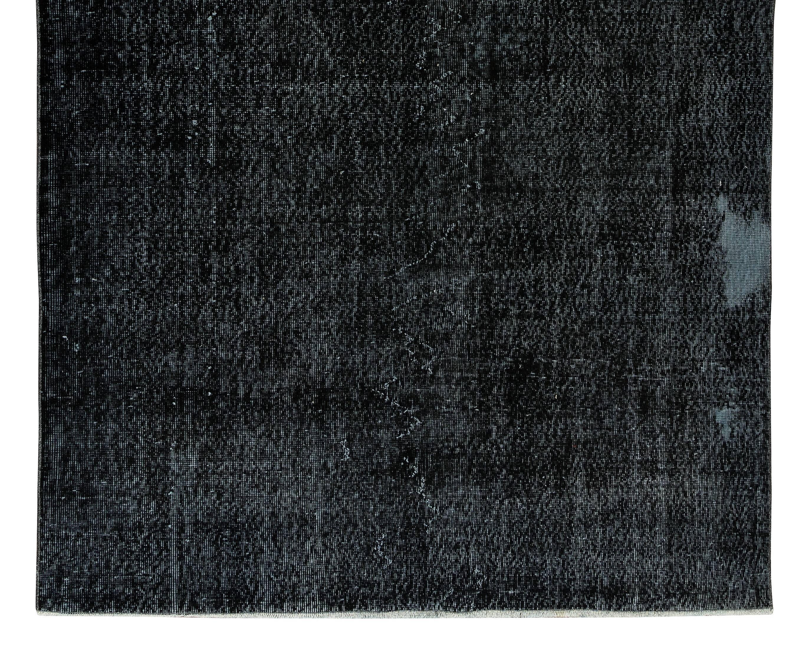 6x9.6 m schwarzer Re-Dyed-Teppich für moderne Inneneinrichtung, handgefertigter türkischer Vintage-Teppich (Türkisch) im Angebot