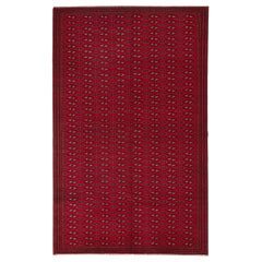6x9.6 Ft feiner Turkoman-Teppich aus Zentralasien, Vintage, Wollteppich in roter Farbe