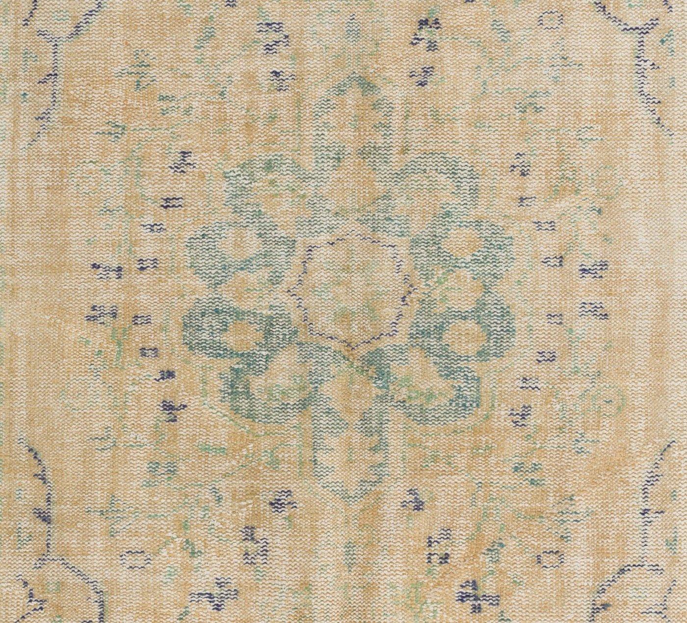 Hand-Woven 6x9.6 Ft Handmade Vintage Anatolian Wool Area Rug with Art Deco Chinese Design For Sale