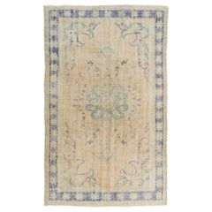 6x9.6 Ft Handmade Vintage Anatolian Wool Area Rug with Art Deco Chinese Design