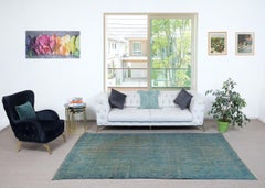 6x9.6 Ft Modern Area Rug in Light Blue, Hand-woven and Hand-knotted in Turkey