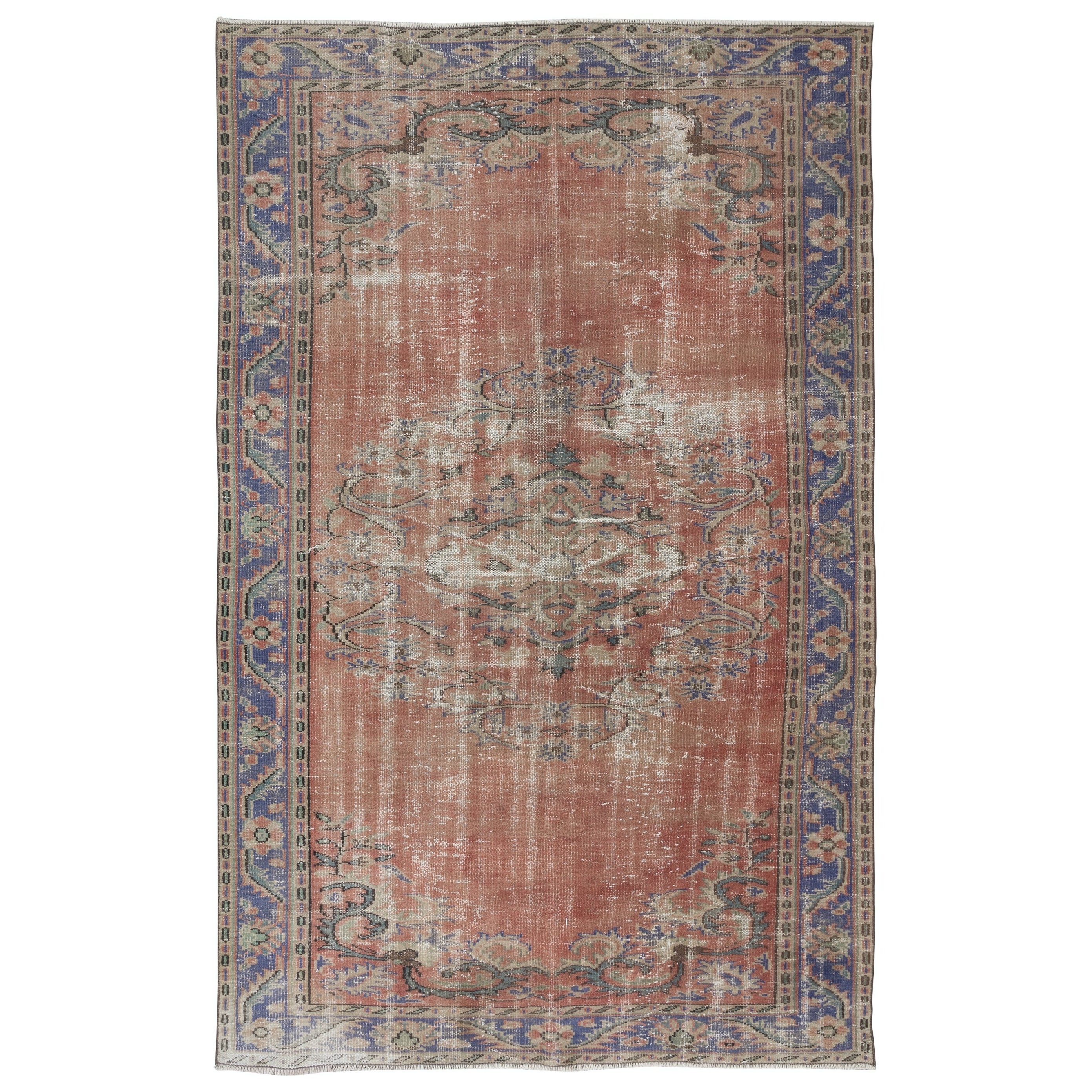 6x9.6 Ft Einzigartiger Vintage Village-Teppich, ca. 1960, handgefertigter türkischer Stammeskunst-Teppich