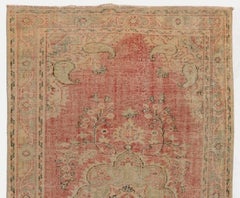 6x9.6 Ft Vintage Turkish Oushak Rug in Soft Colors. One of a Kind Oriental Rug