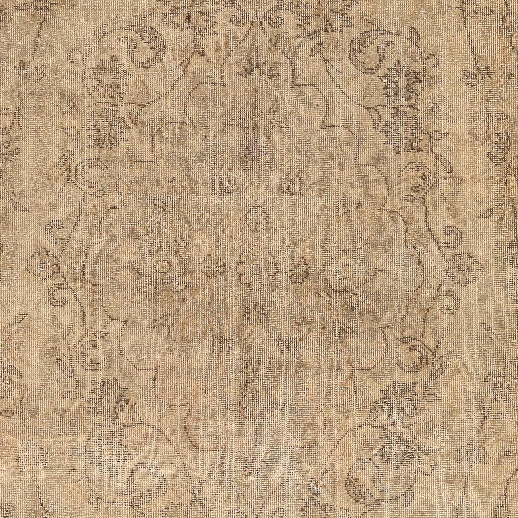 Oushak 6x9.6 Ft Vintage Handmade Rustic Country House Style Turkish Wool Rug in Beige For Sale