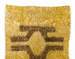 6x9.6 Ft Vintage Shag Pile Mohair Wool "Tulu" Anatolian Rug in Saffron Yellow