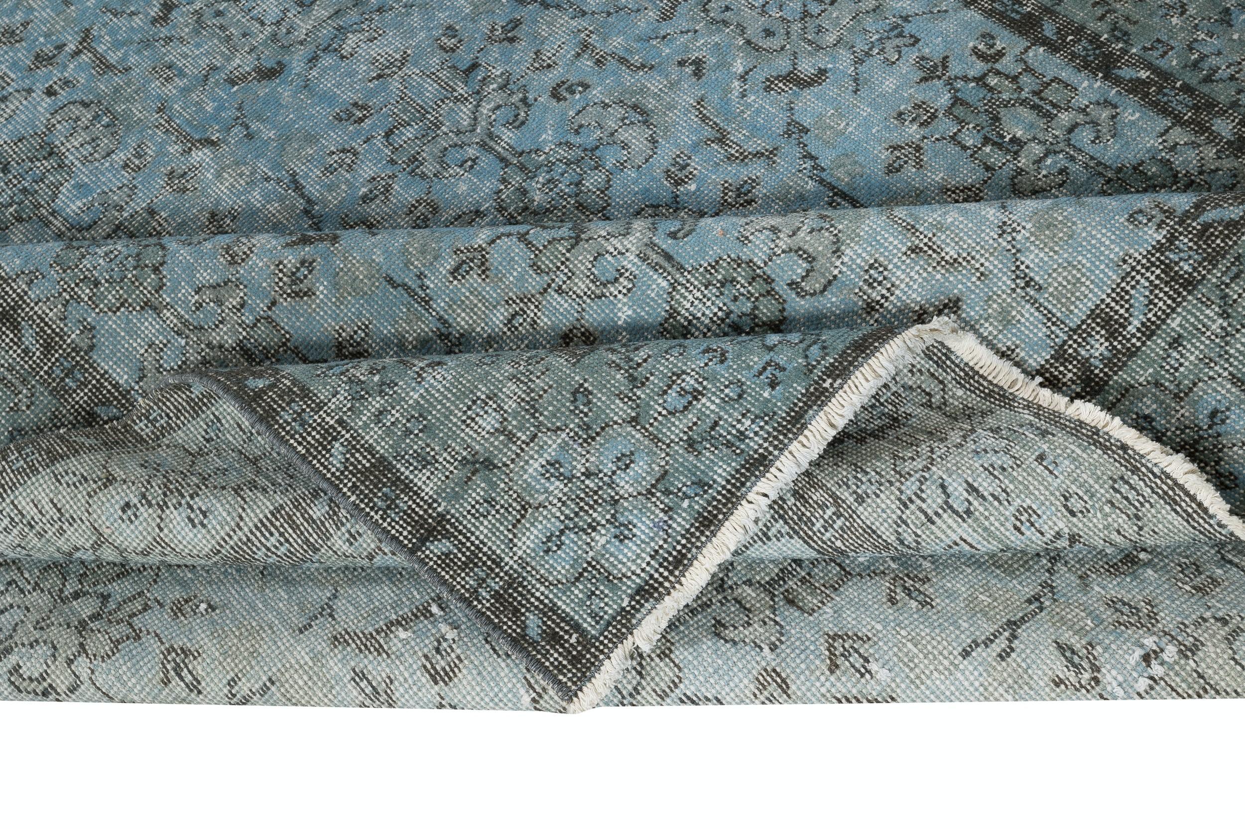 6x9.6 Ft Vintage Türkischer Vintage-Teppich in Blaurot, rot lackiert, für moderne Inneneinrichtung (Moderne) im Angebot