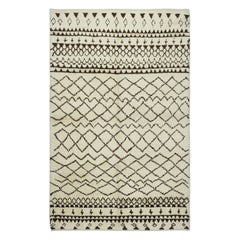 Tappeto Tulu marocchino contemporaneo fatto a mano 6x9.7 Ft in lana naturale non tinta