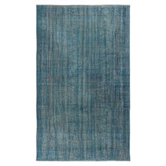 6x9.7 Ft Contemporary Wool Area Rug in Blue Color, Hand-knotted in Turkey (Tapis de laine contemporain de couleur bleue, noué à la main en Turquie)