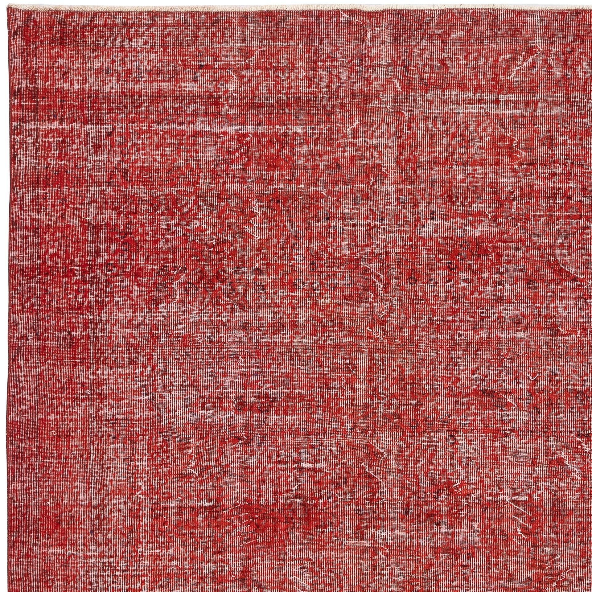 6x9.7 Ft Handgefertigter Teppich aus türkischer Wolle. Vintage Redyed Roter Teppich für modernes Zuhause (Handgeknüpft) im Angebot