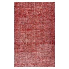6x9.7 Ft Handgefertigter Teppich aus türkischer Wolle. Vintage Redyed Roter Teppich für modernes Zuhause