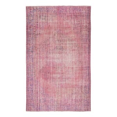 6x9.7 Ft Pink Vintage Area Rug for Modern Home and Office. Handknotted in Turkey
