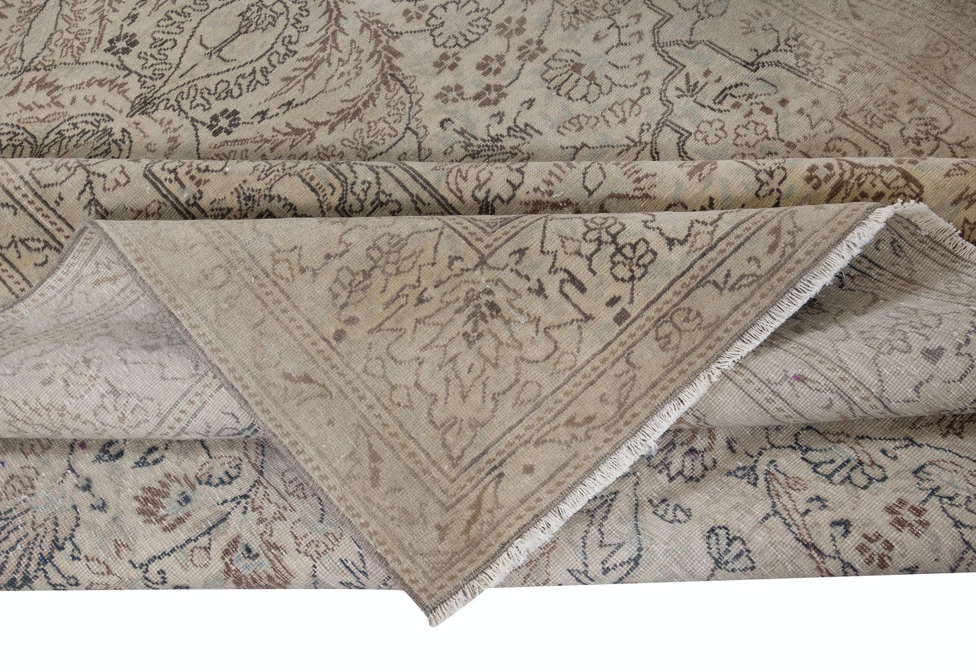 Country 6x9.7 Ft Handmade Turkish Kayseri Wool Area Rug, Modern Medallion Design Carpet For Sale