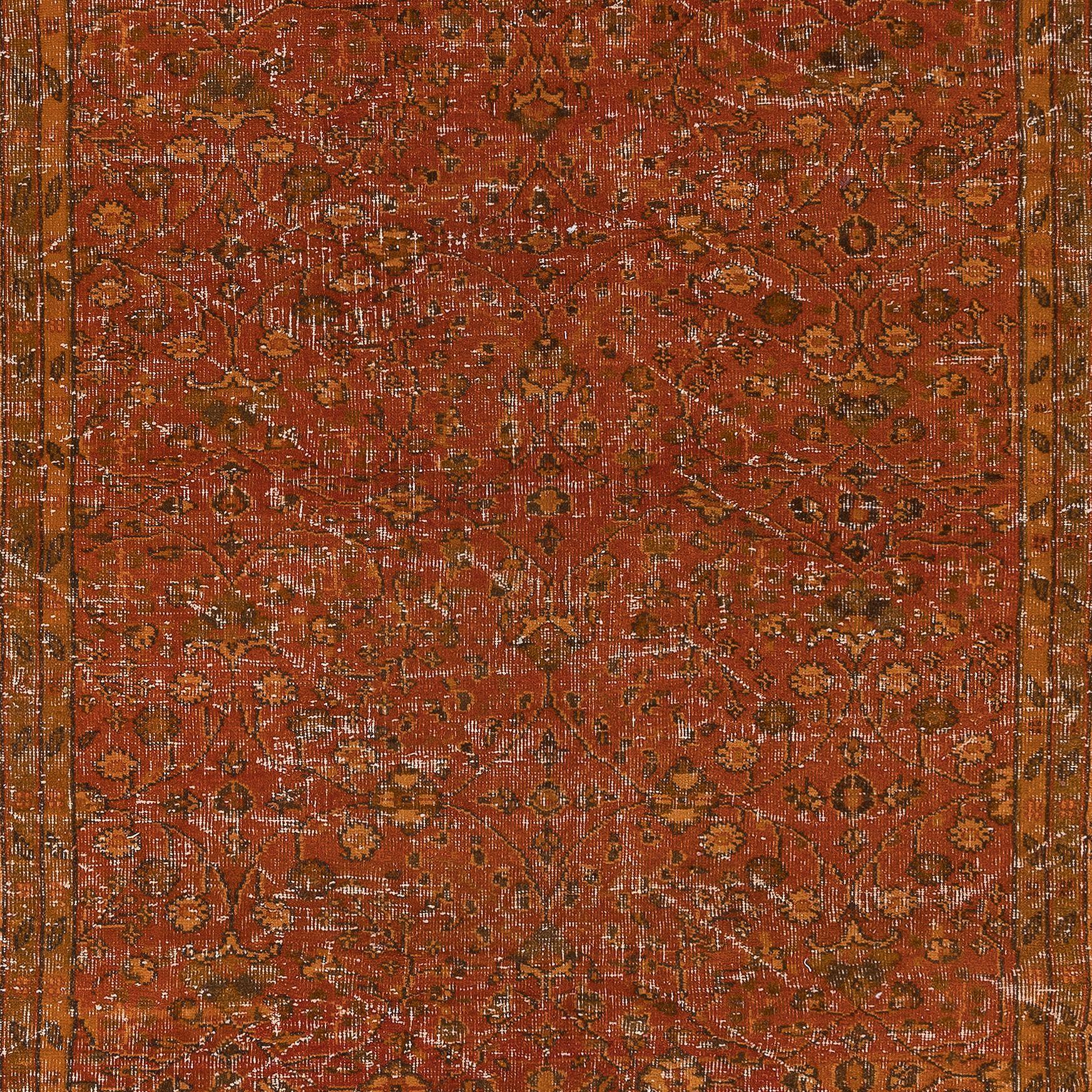 Modern 6x9.7 Ft Vivid Orange Turkish Rug, Vibrant Colored Handmade Bohem Carpet For Sale