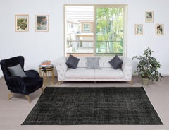6x9.8 Ft Schwarzer türkischer Teppich für das Schlafzimmer. Handgefertigter Vintage-Teppich für das Wohnzimmer