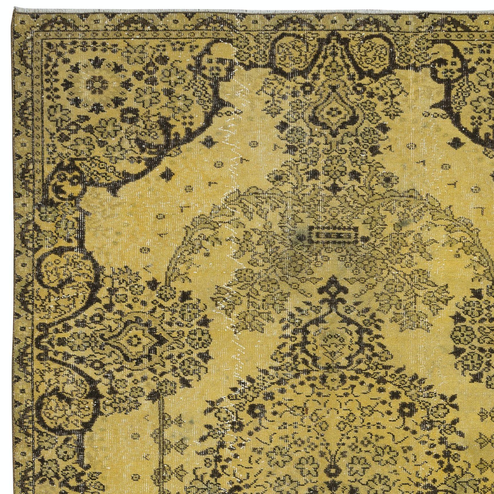 Our over-dyed rugs are all hand-knotted vintage pieces that are recreated in our workshop to cater to a wider range of interior design choices from modern to coastal, from industrial to rustic/cottage. These 50 to 70 year-old rugs were hand-knotted