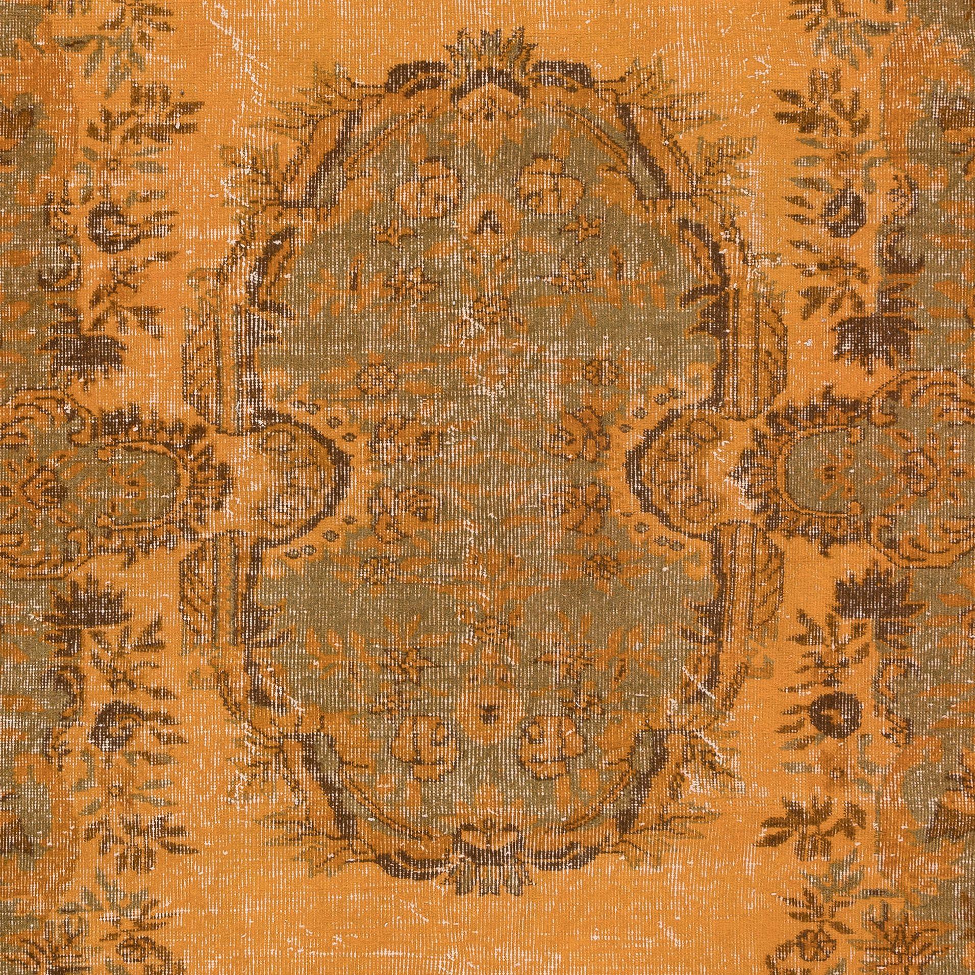 Hand-Knotted 6x9.8 Ft French Aubusson Rug in Orange, Handmade Turkish Carpet For Sale