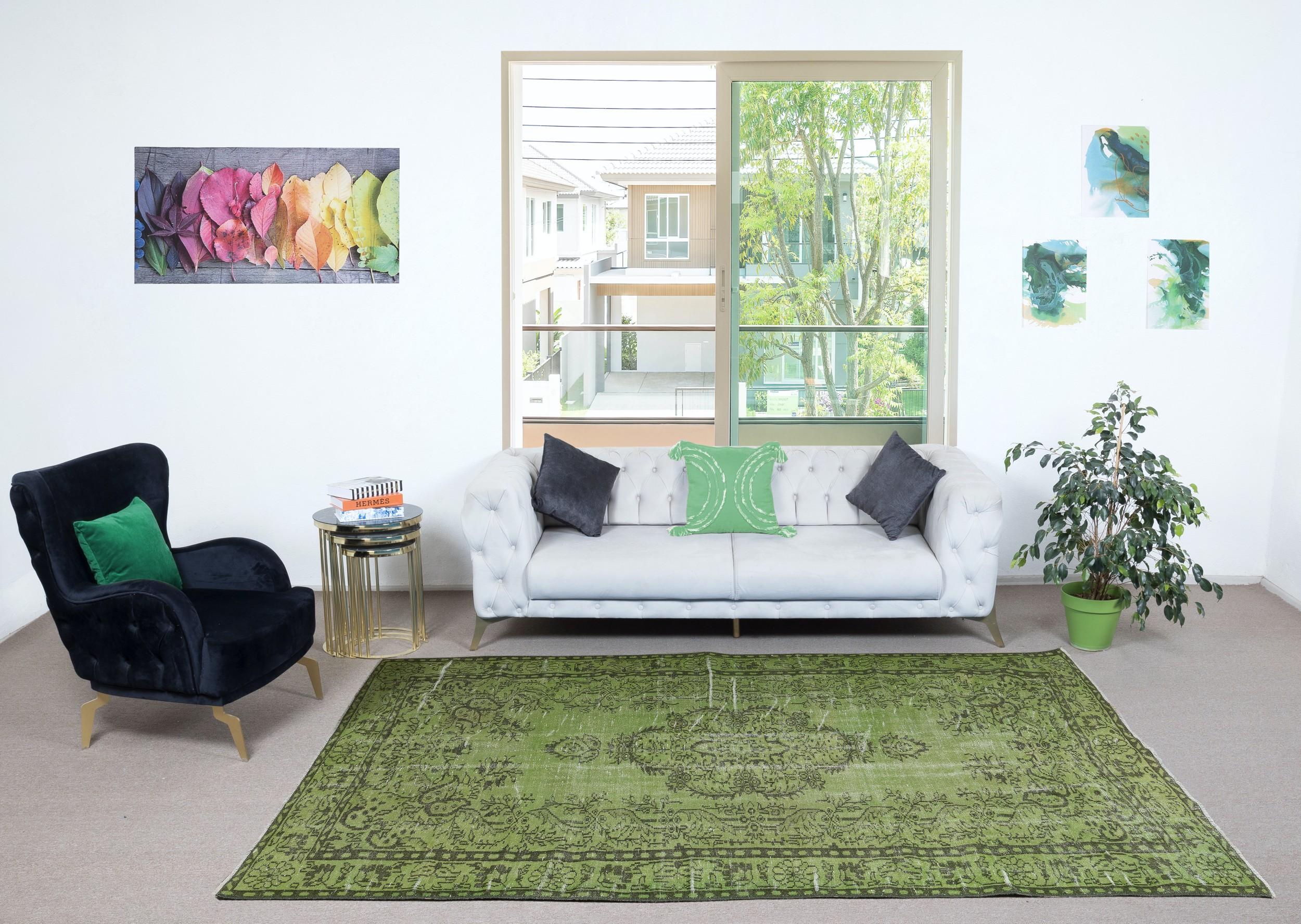 Our over-dyed rugs are all hand-knotted vintage pieces that are recreated in our workshop to cater to a wider range of interior design choices from modern to coastal, from industrial to rustic/cottage. These 50 to 70 year-old rugs were hand-knotted