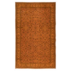 6x9,8 Ft Handgefertigter türkischer Teppich in Orange, moderner Teppich im floralen Design, handgefertigt