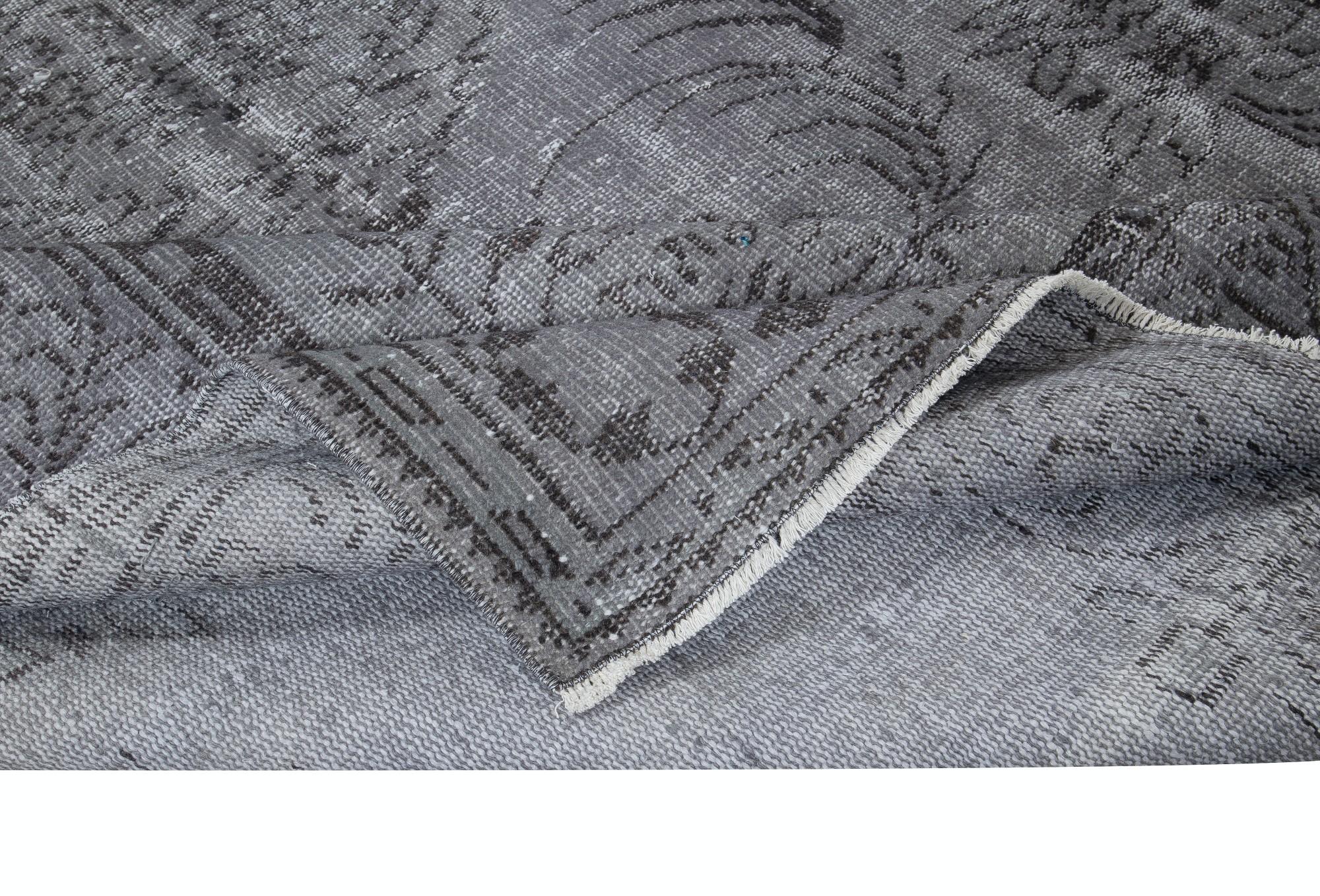 Modern 6x9.8 Ft Handmade Area Rug for Living Room Decor, Gray Handmade Kitchen Carpet For Sale