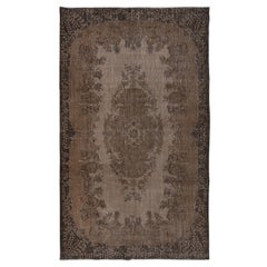 Tappeto turco fatto a mano 6x9.8 Ft, Tappeto con design a medaglione marrone per il soggiorno