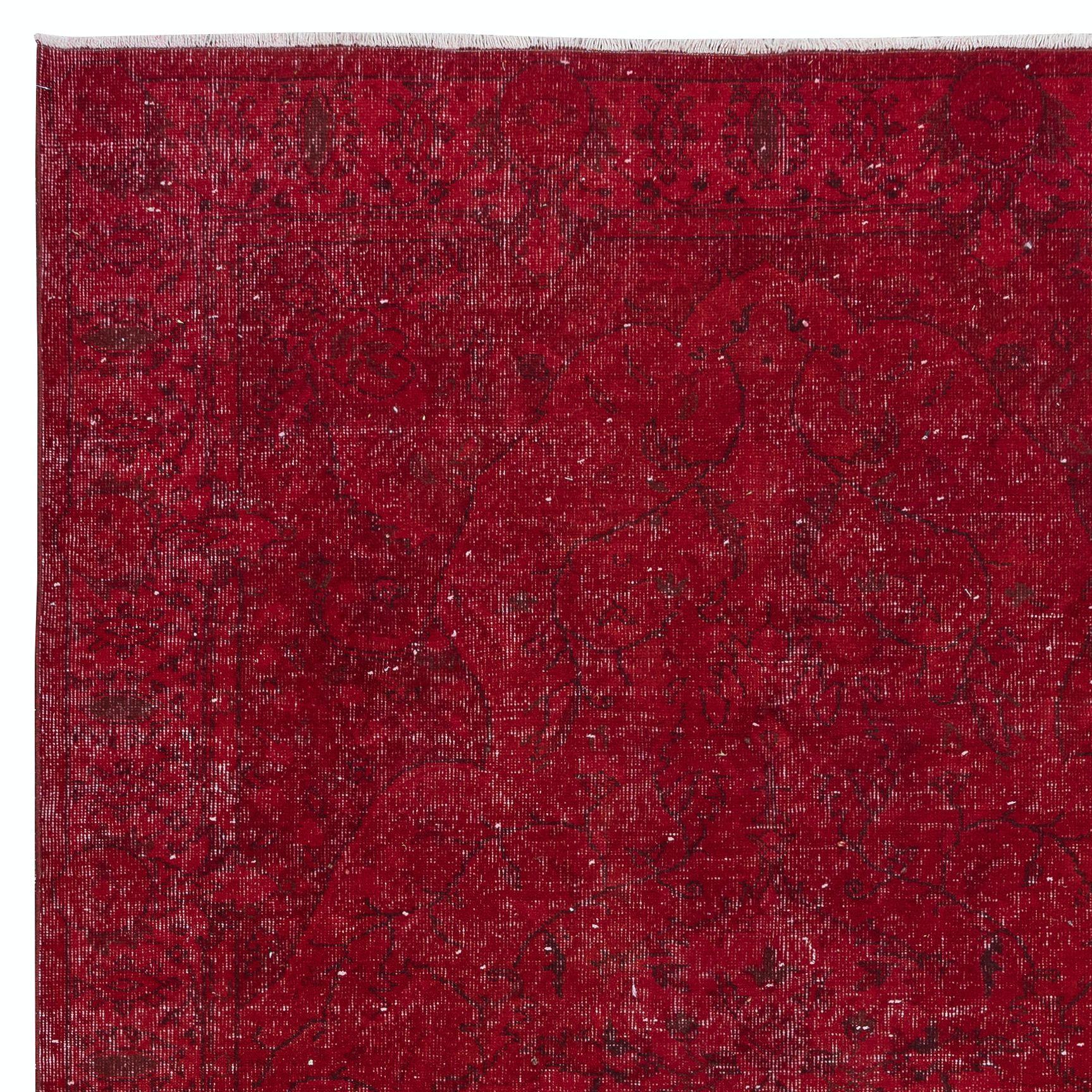6x9.8 Ft One-of-a-Kind Red Wool Area Rug, Room Size Handmade Turkish Carpet (Türkisch) im Angebot