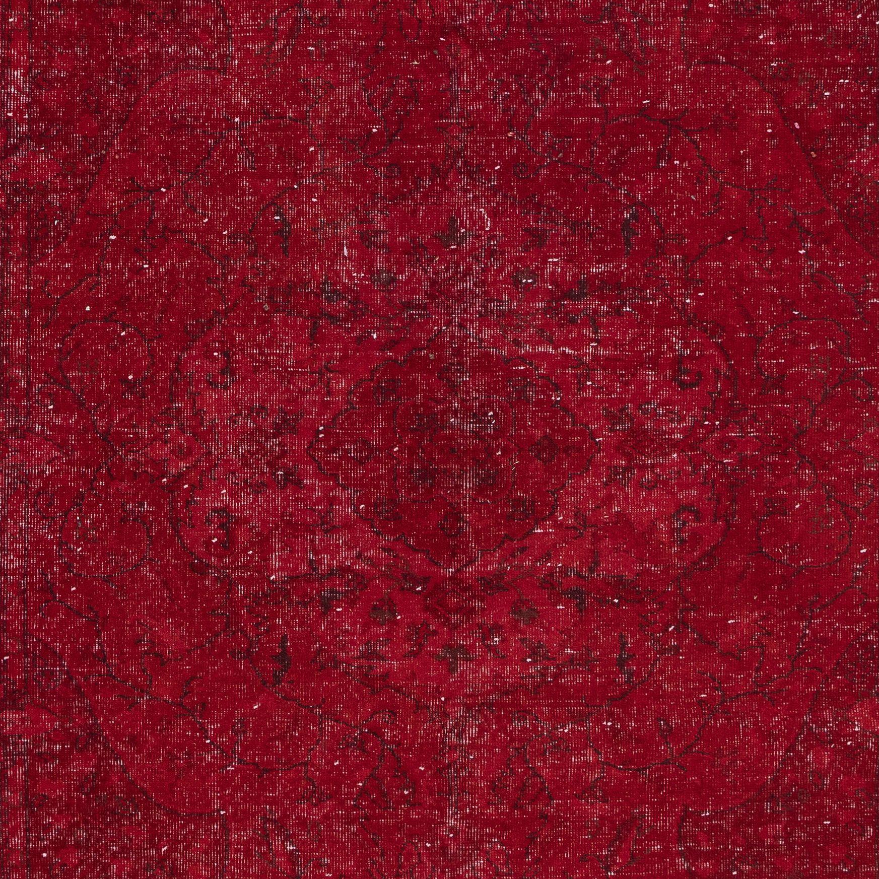 6x9.8 Ft One-of-a-Kind Red Wool Area Rug, Room Size Handmade Turkish Carpet (Handgeknüpft) im Angebot