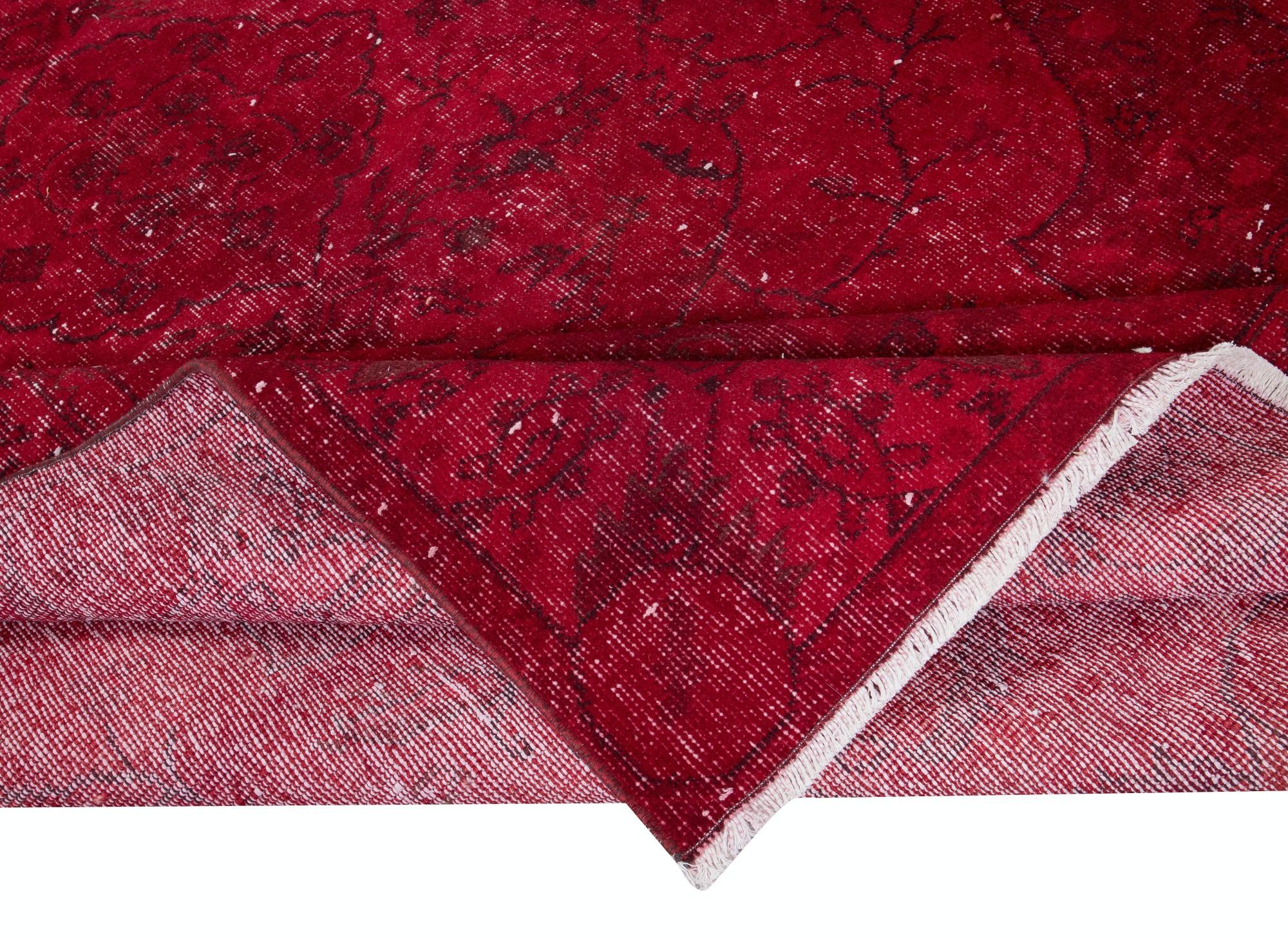 6x9.8 Ft One-of-a-Kind Red Wool Area Rug, Room Size Handmade Turkish Carpet (Moderne) im Angebot