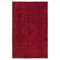 Tappeto in lana rosso 6x9.8 Ft, unico nel suo genere, Tappeto turco fatto a mano di dimensioni ridotte