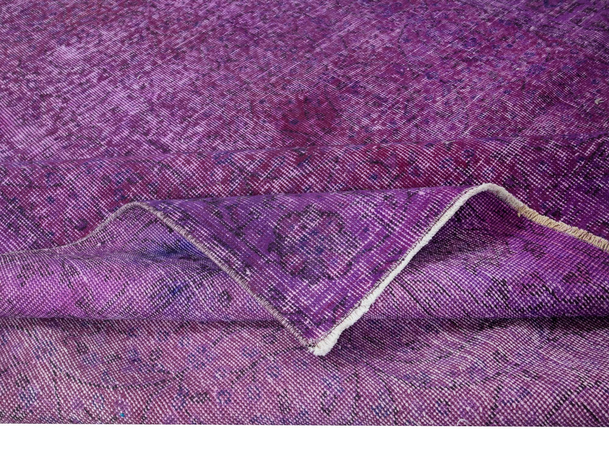 Hand-Knotted 6x9.8 Ft Purple Handmade Indoor Outdoor Rug for Bedroom. Turkish Bohemian Carpet For Sale