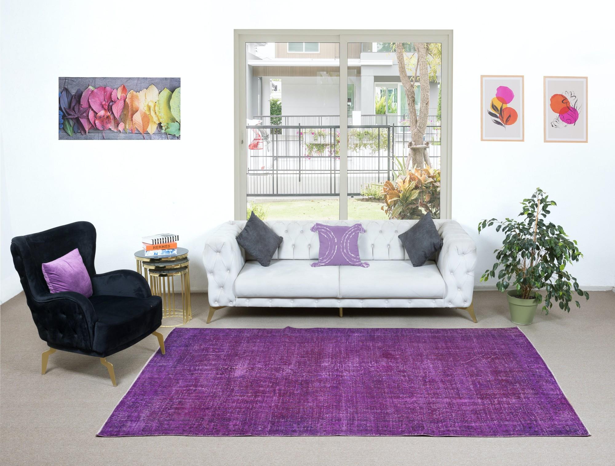 6x9.8 Ft Purple Handmade Indoor Outdoor Rug for Bedroom. Turkish Bohemian Carpet In Good Condition For Sale In Philadelphia, PA