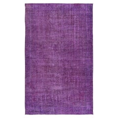 Tappeto da esterno per interni 6x9.8 Ft viola fatto a mano. Tappeto in lana vintage in stile bohémien