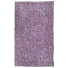 Tappeto in lana viola 6x9.8 Ft per interni moderni, annodato a mano in Turchia