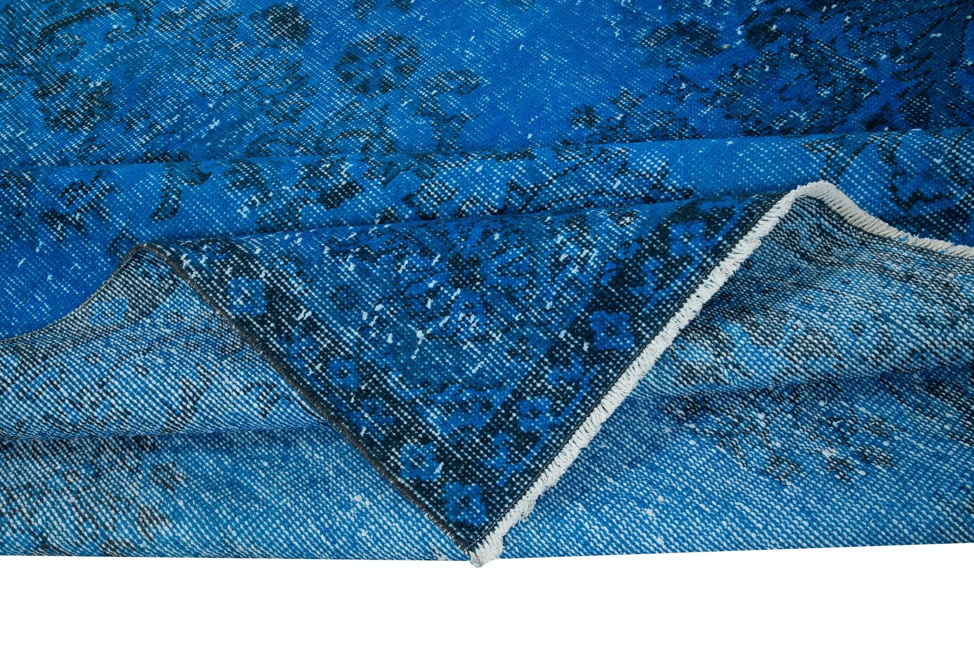 Turc 6x9.8 Ft Turkish Area Rug in Blue for Dining Room, Handmade Garden Design Carpet (tapis de jardin fait main) en vente