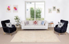 6x9.9 Ft Sun Faded Mid-Century Handgefertigter altägyptischer Oushak-Wollteppich
