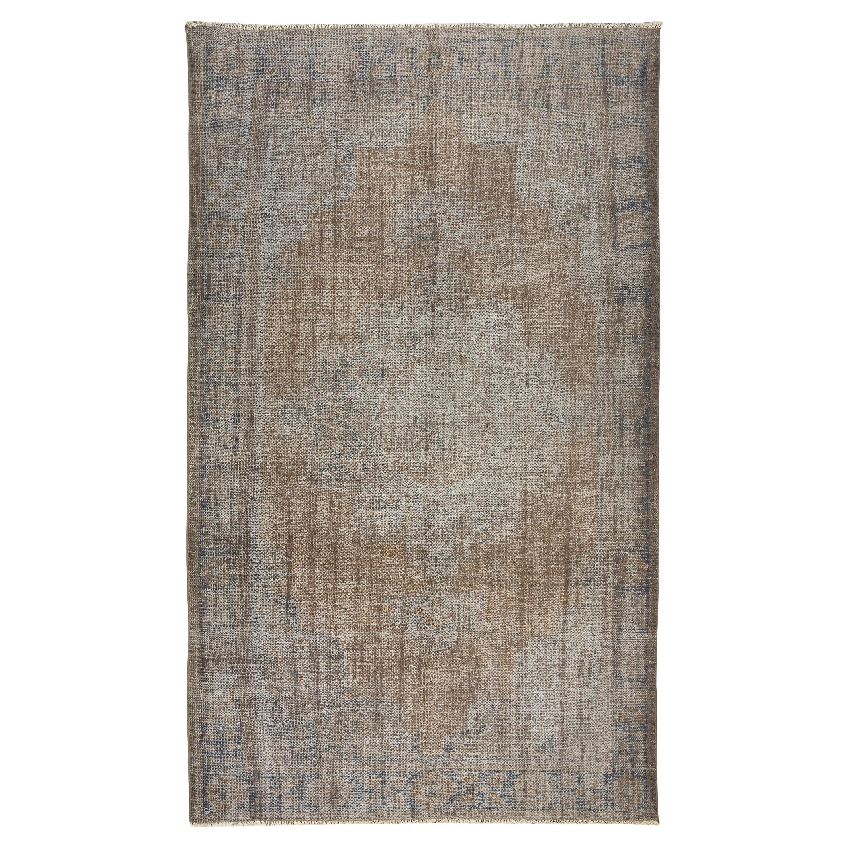 6x10 Ft Vintage Area Rug in Gray for Modern Interiors, Handmade in Turkey