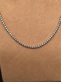 7 1/2 Ct Diamond Tennis Necklace, Choker 15 Inches, 14k White Gold , 4 Prong Set