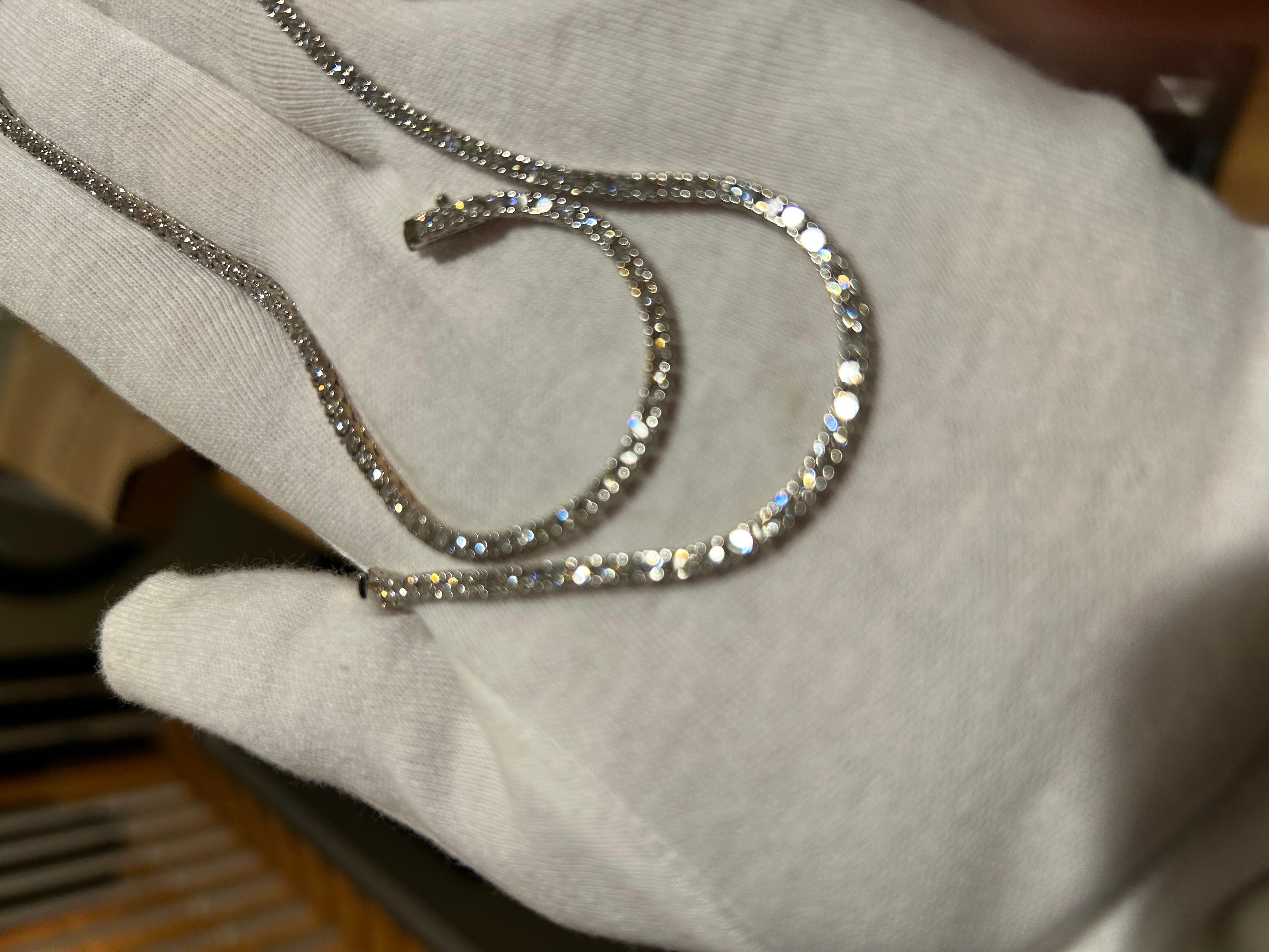 Collar de Tenis de Diamantes de 7 1/2 Ct, Gargantilla de 15 Pulgadas, Oro Blanco de 14k , Engastado de 4 Puntas en Nuevo estado para la venta en Portsmouth, NH