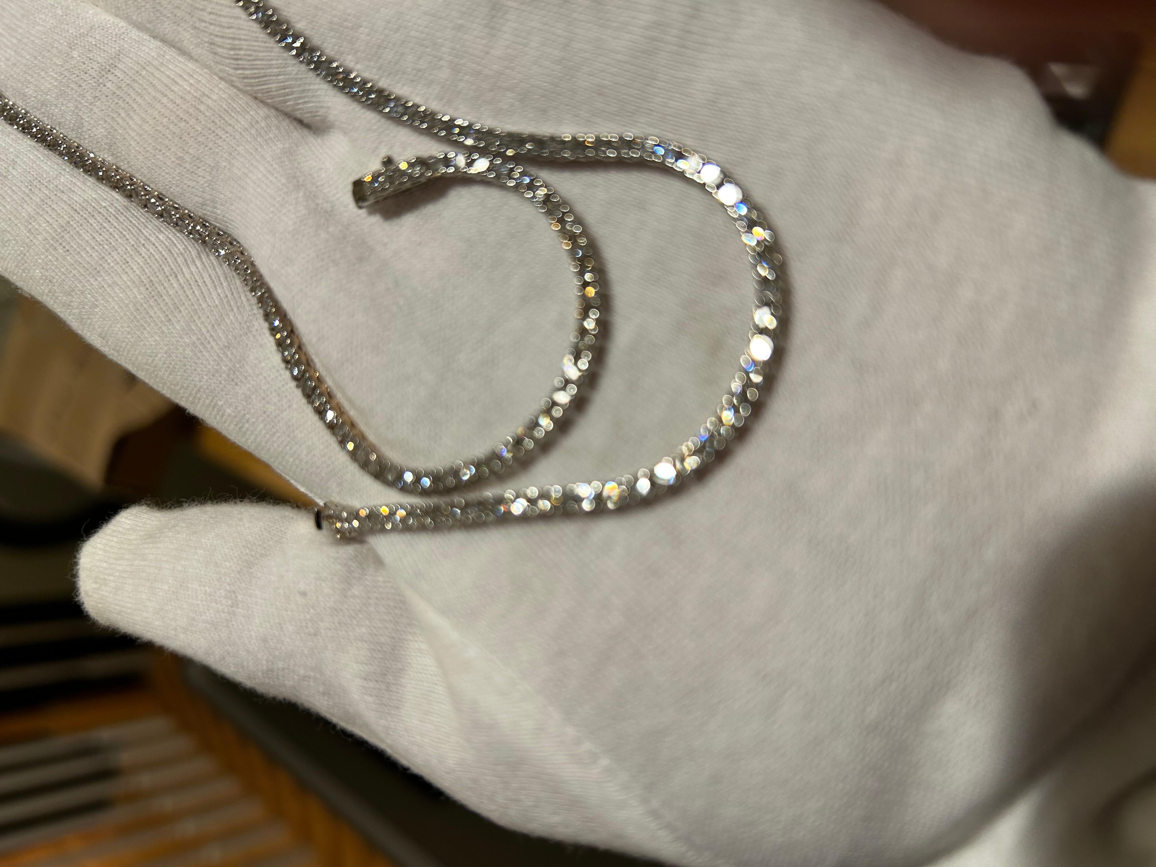 De las mujeres Collar de Tenis de Diamantes de 7 1/2 Ct, Gargantilla de 15 Pulgadas, Oro Blanco de 14k , Engastado de 4 Puntas en venta