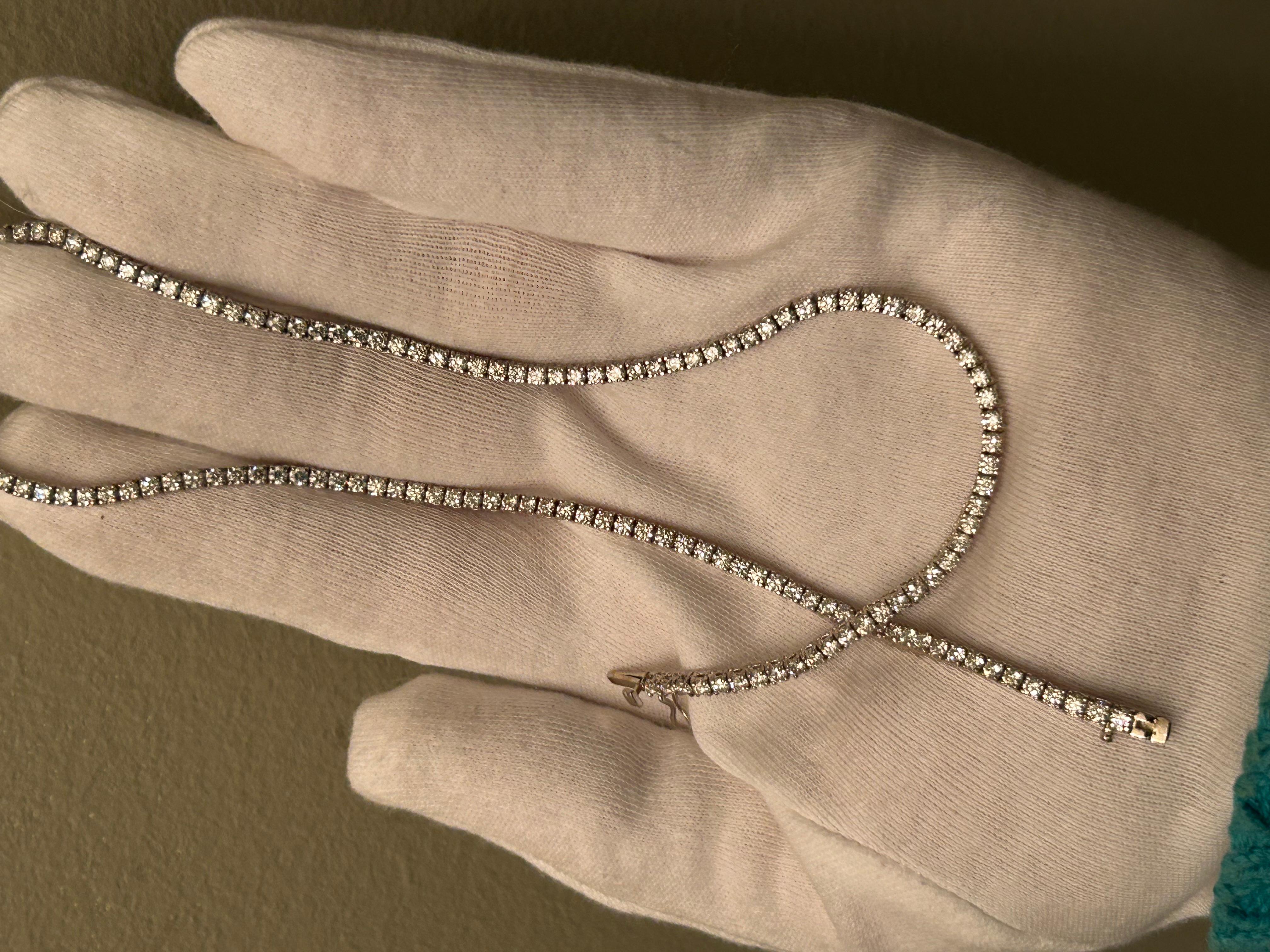 Collar de Tenis de Diamantes de 7 1/2 Ct, Gargantilla de 15 Pulgadas, Oro Blanco de 14k , Engastado de 4 Puntas en venta 1